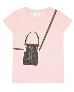 Fendi Girls Pink Bag FF Logo T-Shirt