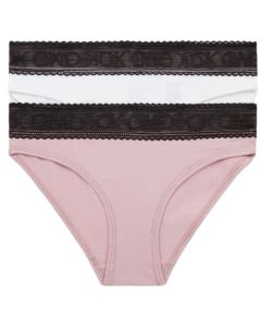 Calvin Klein Girls Blushcheek & White Cotton Bikini Pant (2 Pack)