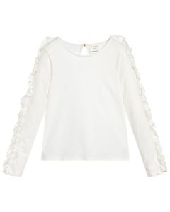 CARRÉMENT BEAU Girl's Ivory Modal Ruffle Cotton Top