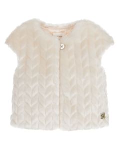 CARRÉMENT BEAU Baby Girl's Ivory Faux Fur Gilet