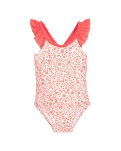 Carrément Beau Girl's Orange Floral Swimsuit