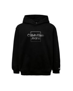 Calvin Klein Girls Black With Metallic Logo Relaxed Hoody
