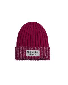 Calvin Klein Girls Berry Red Silver Coated Beanie