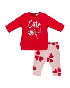 Everything Must Change Girls Red & Beige Legging Set