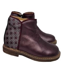 Pom D Api Girls "Retro Back" Purple Leather Boots With Pattern Detail