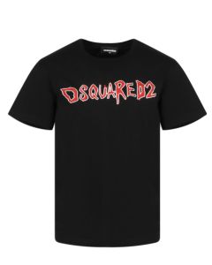 DSQUARED2 Black With Red 'Hand Drawn' Printed Logo T-shirt