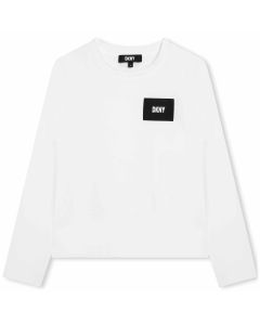 Dkny White Long-Sleeved T-Shirt With Logo Patch