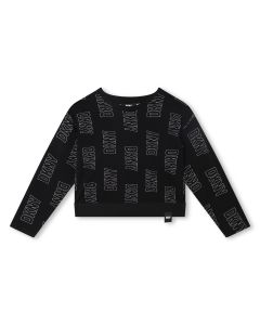 Dkny Girls Black Long-Sleeved T-Shirt With Logo Print