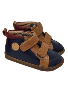 Shoo Pom Boys "Bouba New Scratch" Navy And Camel Velcro Boots