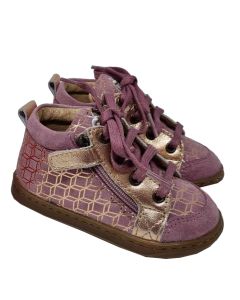 Shoo Pom Girls " Bouba Bi Zip" Pink Boots With Rose Gold Pattern