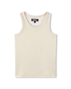 DKNY Girls Glittery Gold Ribbed Tank Top SS25