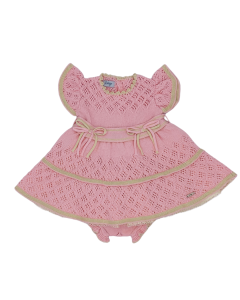 Rahigo Girls Pink And Cream Baby Dress And Knickers