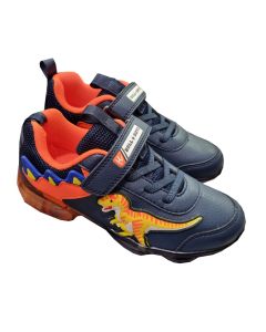 Bull Boys Dinosaur Light Up Blue & Orange Trainers