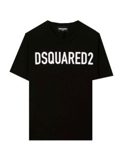 DSQUARED2 Black With White Simple Printed Logo T-shirt