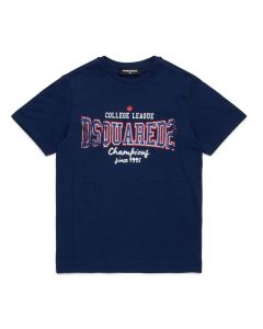 DSQUARED2 Navy Blue College Print T-shirt SS25