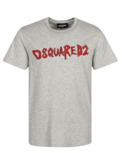 DSQUARED2 Grey With Red 'Hand Drawn' Printed Logo T-shirt