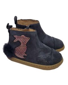 Shoo Pom Girls Navy "Bouba Pimpin" Boots With Rabbit Detail