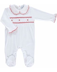 Mini-La-Mode Girls Rose Smocked Fine Knit Babygrow