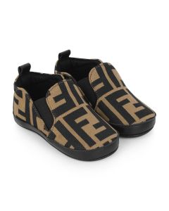 Fendi Brown FF Baby Pre-Walkers