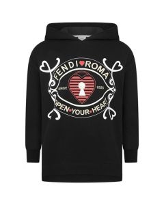 FENDI Black Cotton Hooded Open your Heart Sweater Dress