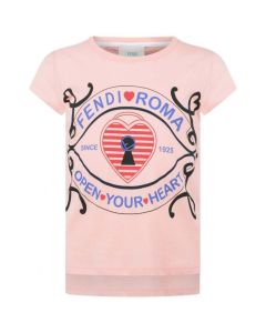 FENDI Pink Cotton Open Your Heart T-Shirt