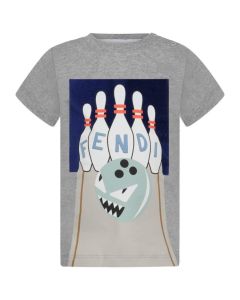 FENDI Boys Grey Bowling Print Top