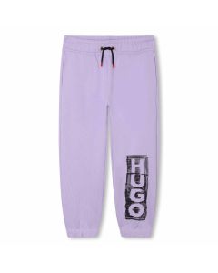 HUGO Kids Lilac Cotton Logo Joggers