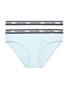 Calvin Klein Girls Powder Sky and White Repeat Logo Cotton Bikini Pants (2 Pack)