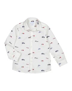Mayoral Boys White Shirt With Race Car Print