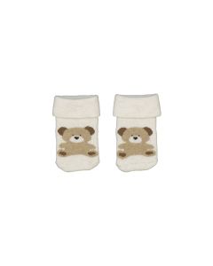 Mayoral Baby Ivory And Brown Teddy Design Pair Of Socks