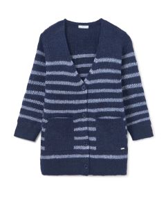 Mayoral Girls Navy Striped Super Soft Cardigan