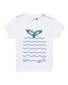 3Pommes White Cotton Whale Tail T-Shirt