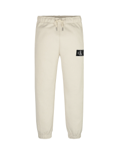 Calvin Klein Boys Beige Textured Joggers With Logo Badge