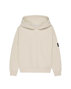 Calvin Klein Boys Beige Textured Hoody With Logo Badge