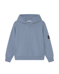 Calvin Klein Boys Pale Blue Textured Hoody With Logo Badge