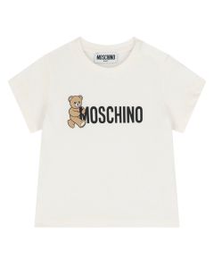 Moschino Ivory Cotton Teddy Bear Baby T-Shirt WS25