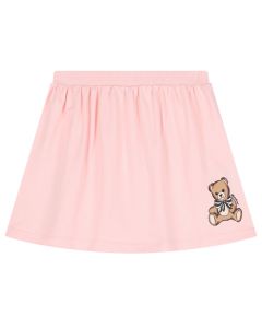Moschino Baby Girls Sugar Pink Cotton Teddy Bear Bow Skirt