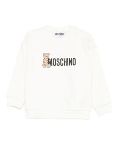 Moschino Ivory Cotton Standing Teddy Bear Logo Sweatshirt WS25