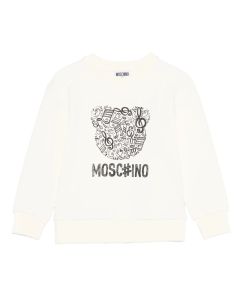 Moschino Ivory Cotton Musical Bear Print Sweatshirt WS25