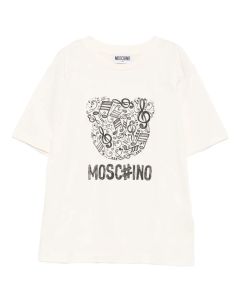 Moschino Ivory Cotton Musical Bear Print T-Shirt WS25