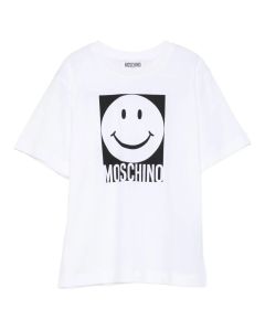 Moschino Ivory Cotton Smiley Face Logo T-Shirt WS25