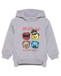 Moschino Grey Cotton Colourful Bear Hoodie WS25