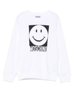 Moschino Ivory Cotton Smiley Face Logo Sweatshirt WS25
