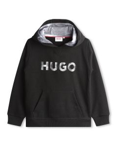 HUGO Boys Black White Lightning Cotton Hoodie