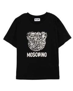 Moschino Black Cotton Musical Bear Print T-Shirt WS25