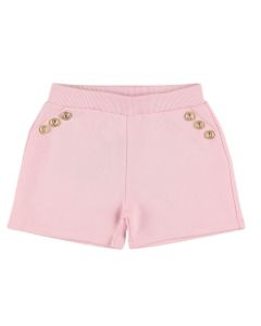 Balmain Girls Pink Embroidered Logo Shorts SS25