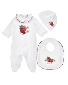 Monnalisa Cotton White and Red Winnie the Pooh Three-Piece Set SS26