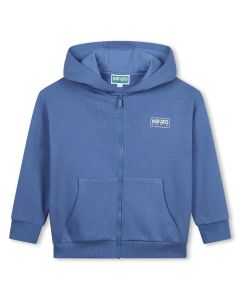 KENZO KIDS WS24 Mid Blue Organic Cotton Zip-Up Top