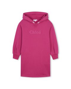 Chloé Girls WS24 Fuchsia Pink Hoodie Dress