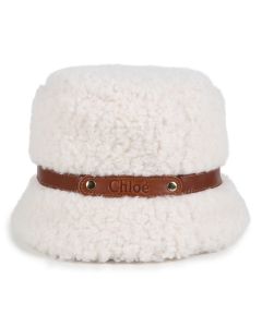 Chloé Girls WS24 Ivory Sherpa Fleece Bucket Hat